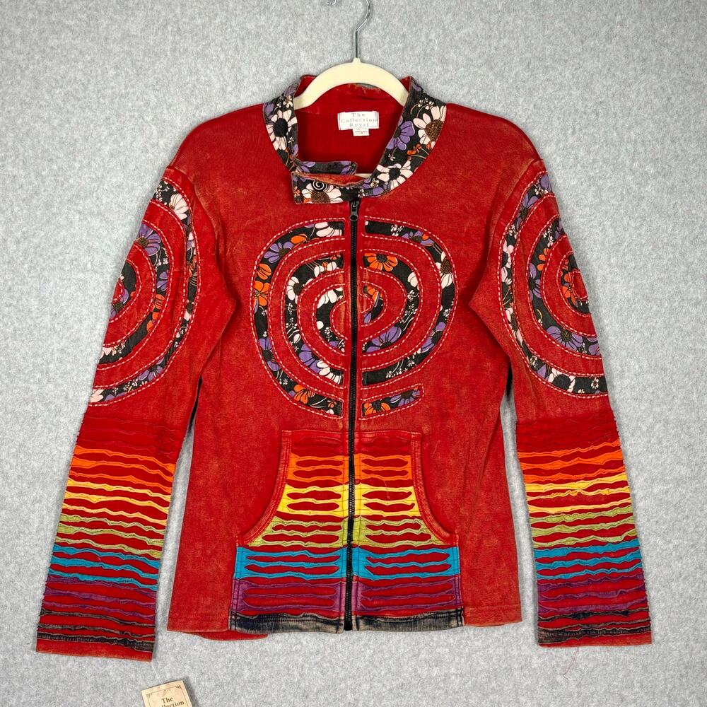 Collection Royal Sweatshirt Medium Patchwork Handmade Embroidery‎ Hippie Artsy